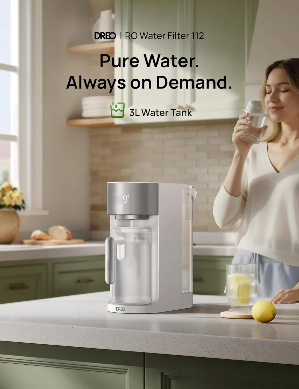 Countertop Reverse Osmosis Water Filter RO Filtration System 31 Pure Drain TDS Filter Life Autofill Pitcher Installation Free Se