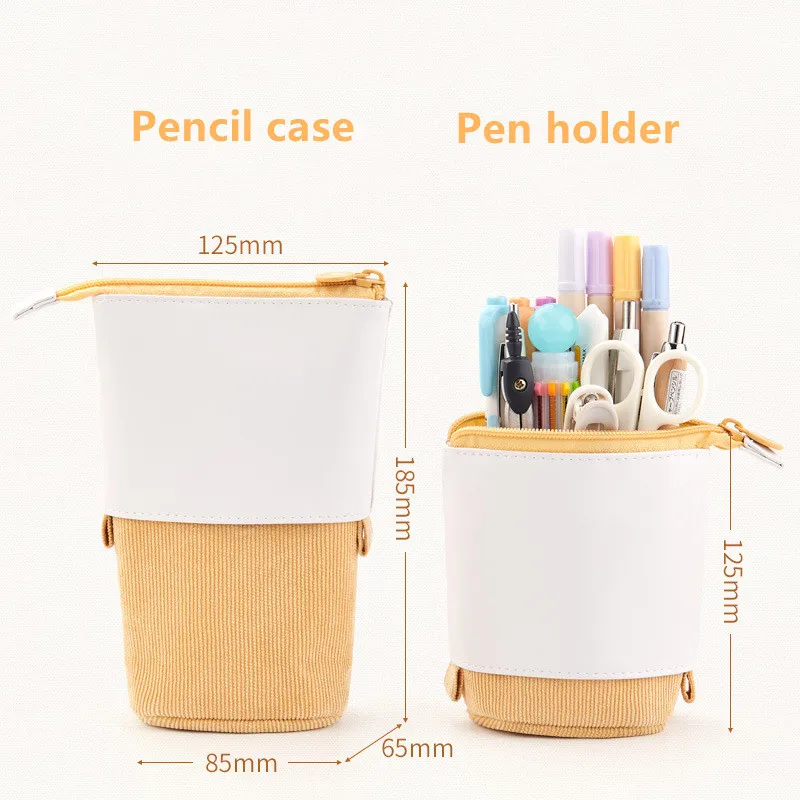 Imagem -02 - Estojo de Lápis Retrátil Criativo Bolsa de Armazenamento de Papelaria Escolar Kawaii Solid Color Pen Case Bonito Pen Holder Presentes para Criança