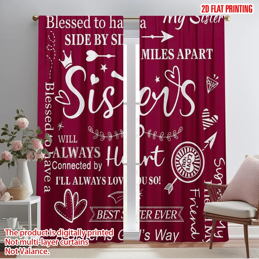 2pcs,2D plane printing Curtains Sisterly Love(1) Polyester (without rod) All Seasons for Living Room & Kitchen Decor