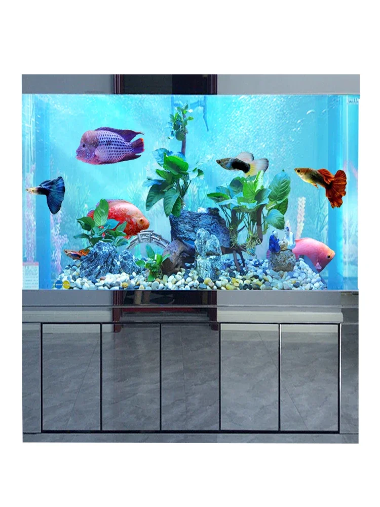 Fish tank, large living room, aquarium, screen, ultra white glass, goldfish tank, no change of water bottom filter