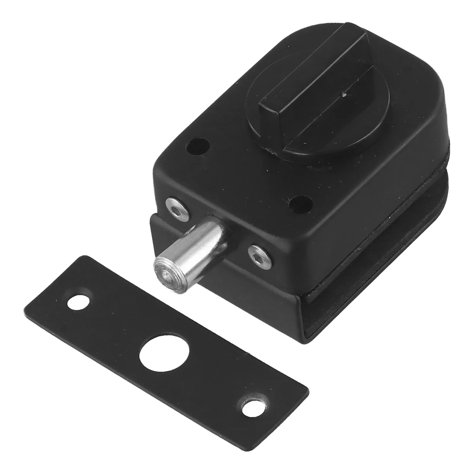 Black Glass Door Lock Stainless Steel No Punching Sliding Control Latch Glass Door Latches Lock/bolt Room Roor Latch Hardware