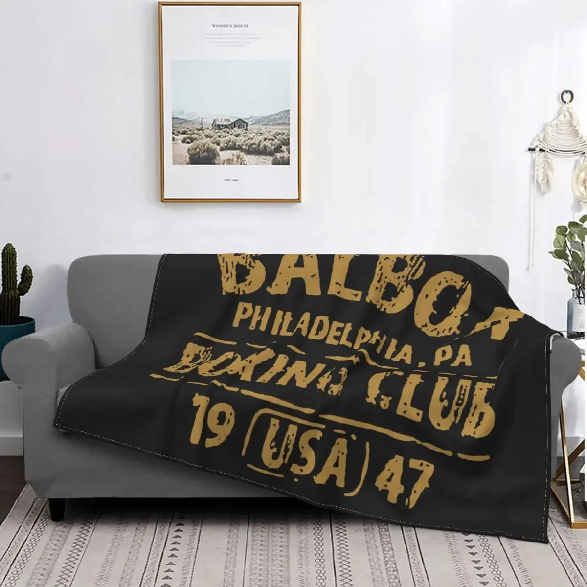 Rocky Balboa Boxing Club Gloves 1947 Blanket Fleece Soft Throw Blanket for Outdoor Travel Bed Rug