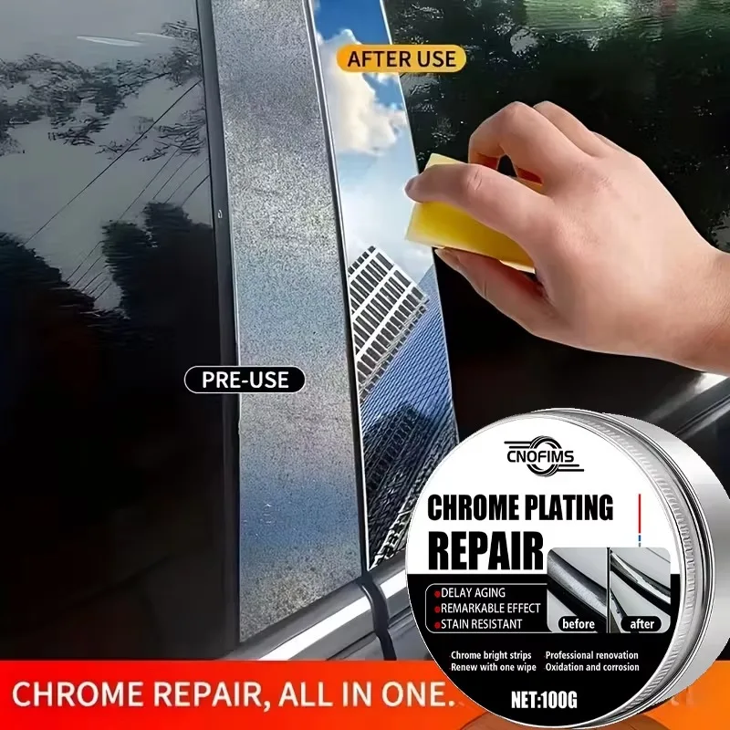 Chrome Polish with Sponge - All-Vehicle Oxidation Remover Chrome Shine Reviver