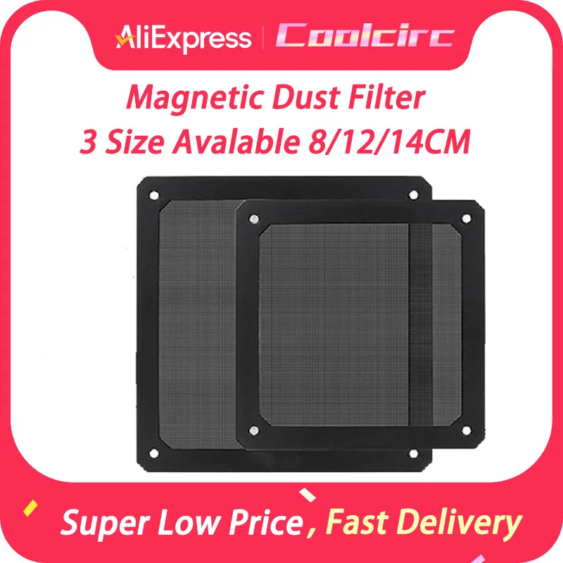 

COOLCIRC Magnetic PC Chassis Cooling Fan Dust Filter Mesh Cover 8/12/14CM Avalable Strong Dust-Proof Net Computer Chassis Net