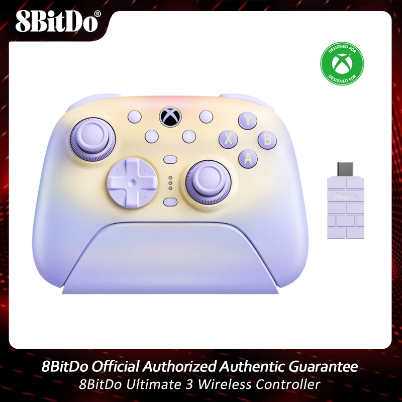 Controle Sem Fio 8BitDo Ultimate 3 - Lavender Dusk para Xbox Series X/S, Windows, Android, Apple, Xbox One, PC com Joystick TMR
