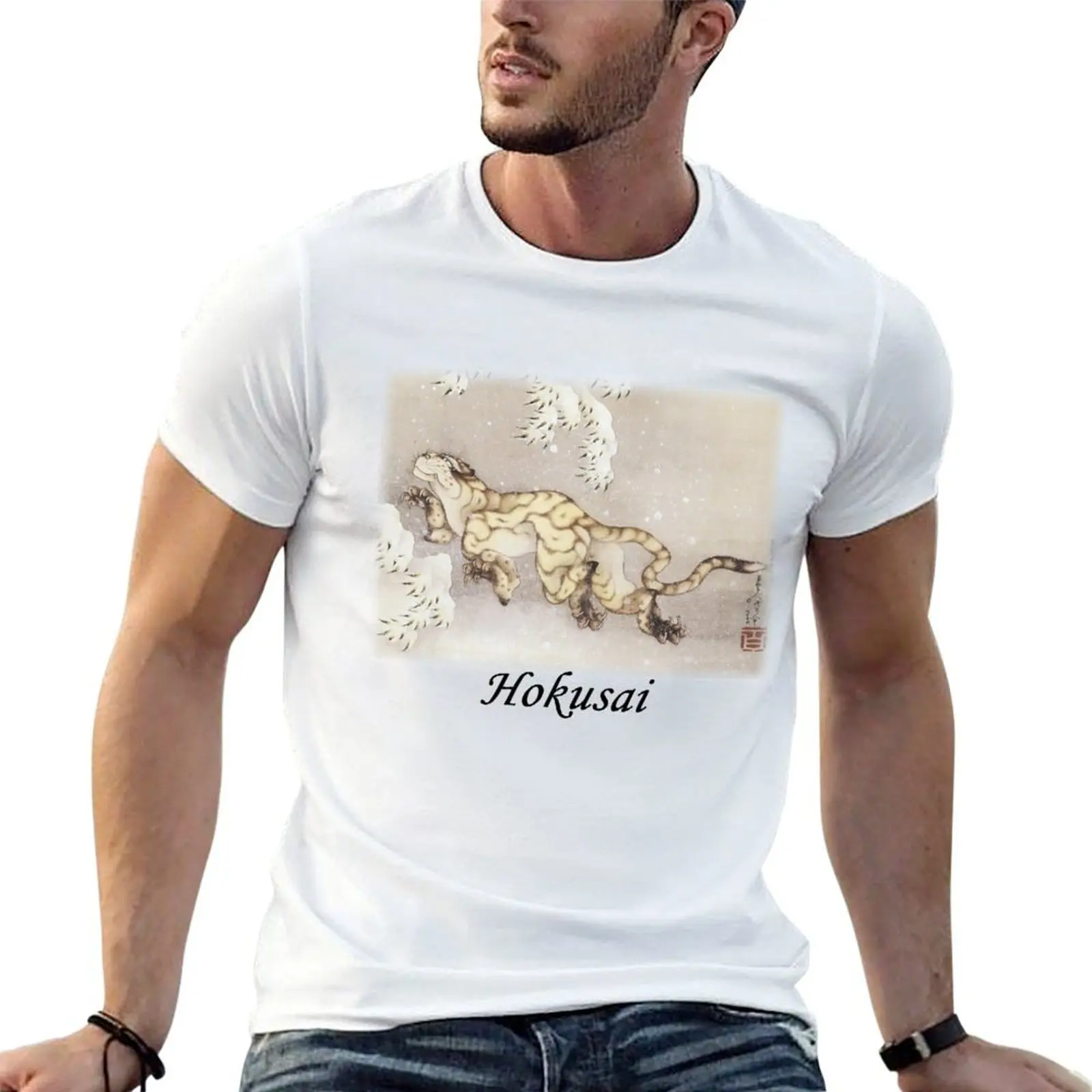 

Hokusai - Winter Tiger T-Shirt man t shirts graphic t shirts for man pack cotton T-Shirt
