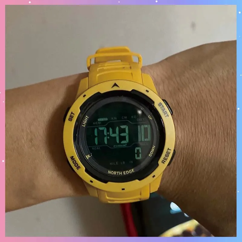 Mars Mens Digital Sports Watch Pedometer Calorie 50m Waterproof Rubber Strap Electronic Watch For Outdoor Running Fitness Gift