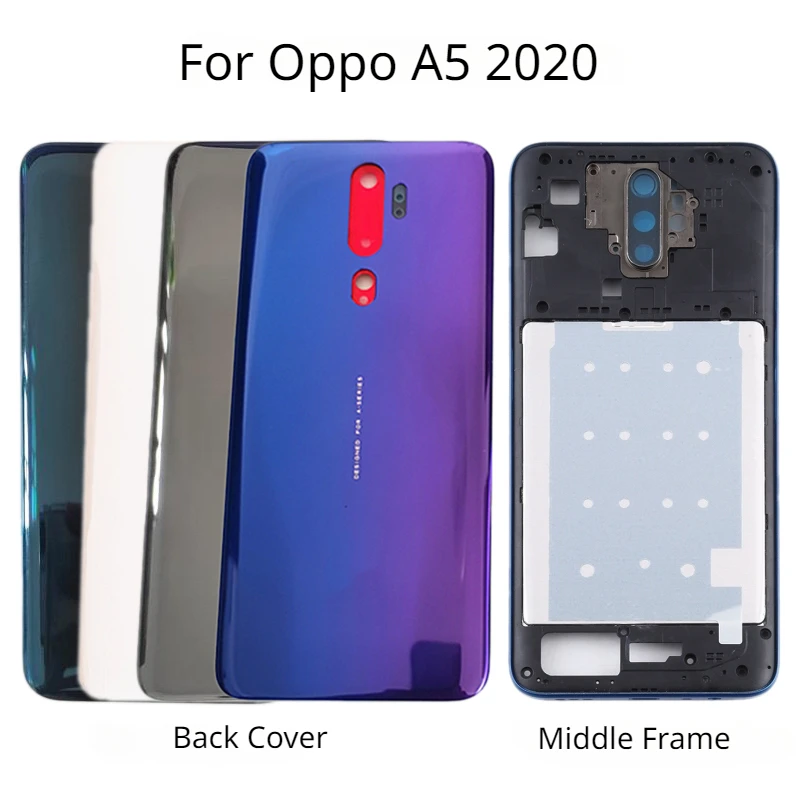 

Новый корпус 6,5 дюйма для Oppo A5 2020 cphe26 1933 1935 1943 1959 задняя крышка батарейного отсека задняя дверь фоторамка с объективом камеры