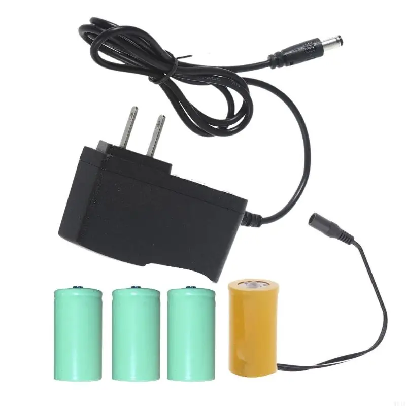 W91A AC100-240 bis 6V1A LR20 D Dummy-Batterie-Stromkabel, Batterie-Eliminatoren, 4 Stück, 1,5 V