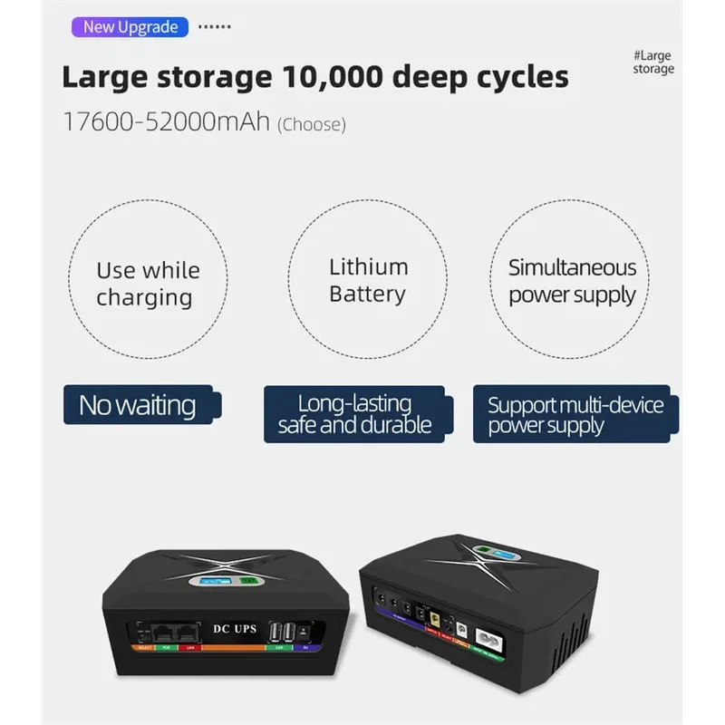 60W Multifunction Poe Dc Ups Inbuilt Lithium Battery Mini Ups for Wifi Router Outage use Uninterrupted Power Supply
