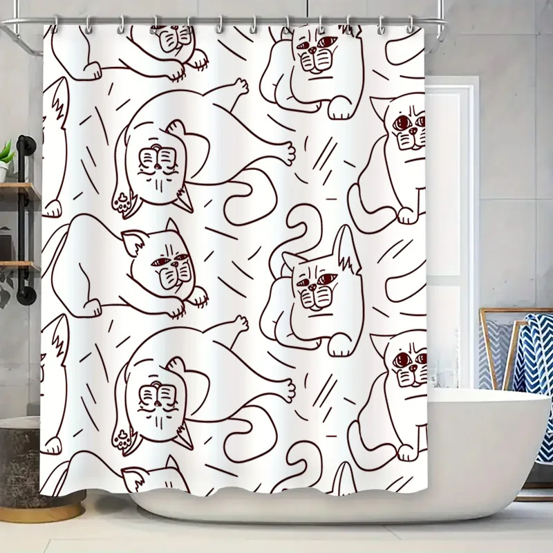 

Белая занавеска для душа с принтом мультяшных кошек для декора ванной комнаты. Размер украшения дома: 72x84 дюймов (180X213 см). Набор