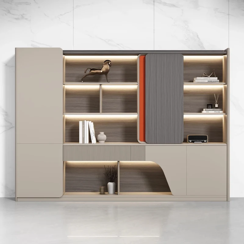 Custom Wood High Office Filing Cabinet with Open Shelves File Cabinet