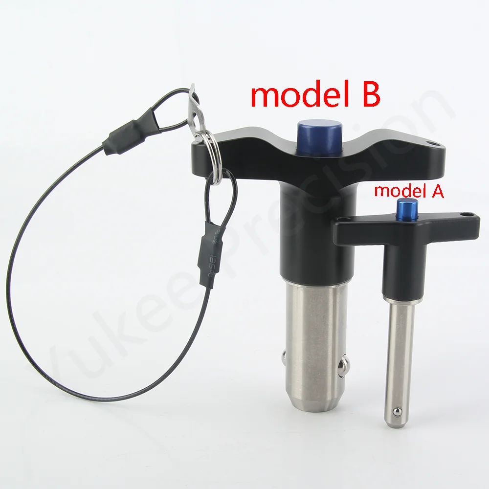 

YK117 Dia: 3/16in~1in Inch Size Stainless Steel Quick Release Pin Safety T-handle Push Button Ball Locking Pin with Rope