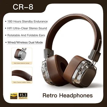 2024 New CR-8 Classic Over Ear Headsets Wireless Bluetooth Headphones Studio DJ Stereo Sound Foldable Gaming Headsets For Iphone