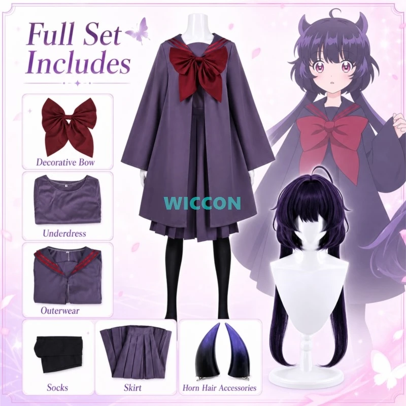 Kaiju Gir Caramelise Monster Akaishi Kuroe Réplica de Uniforme de Marinero, Peluca, Zapatos, Conjunto Completo de Disfraz de Cosplay para Anime Halloween