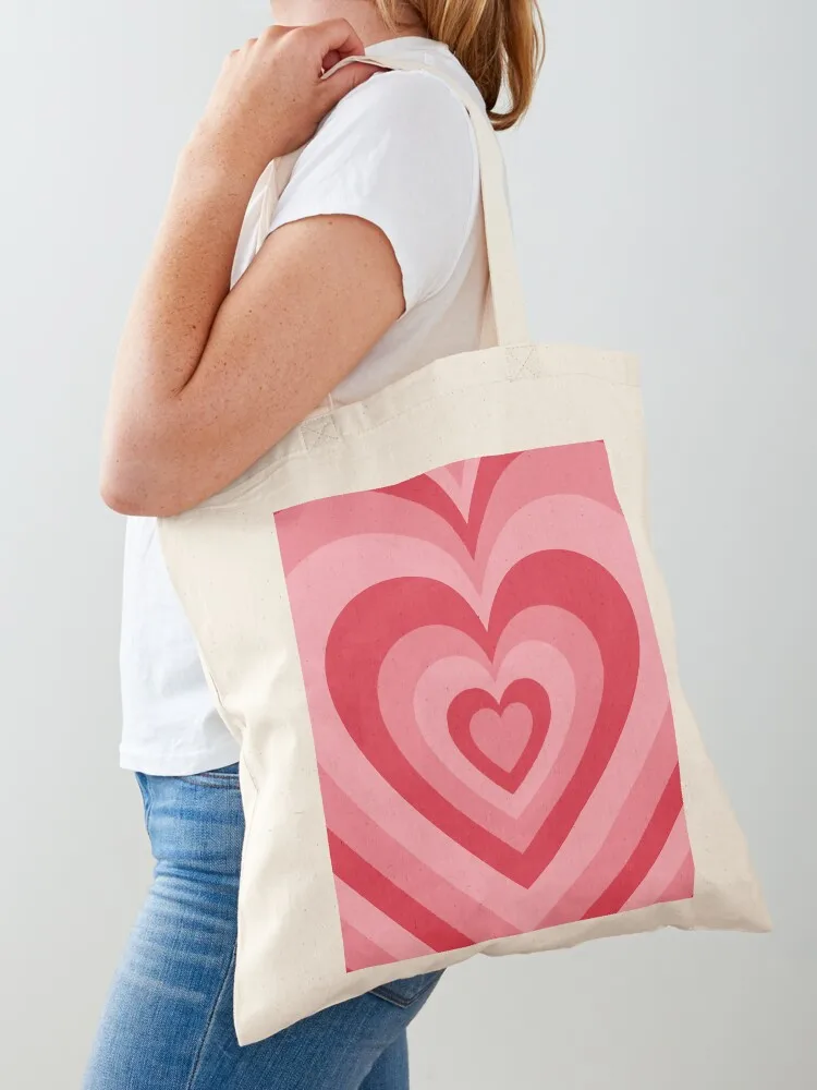 

pink + red retro heart Tote Bag cloth bag woman female bag custom bags for beach
