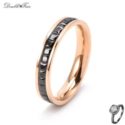 Iced Out Zircon Tennis Rings for Women Men Gold Color Titanium Steel Ring With Crystal Classic Office Accessories Jewelry KBR190