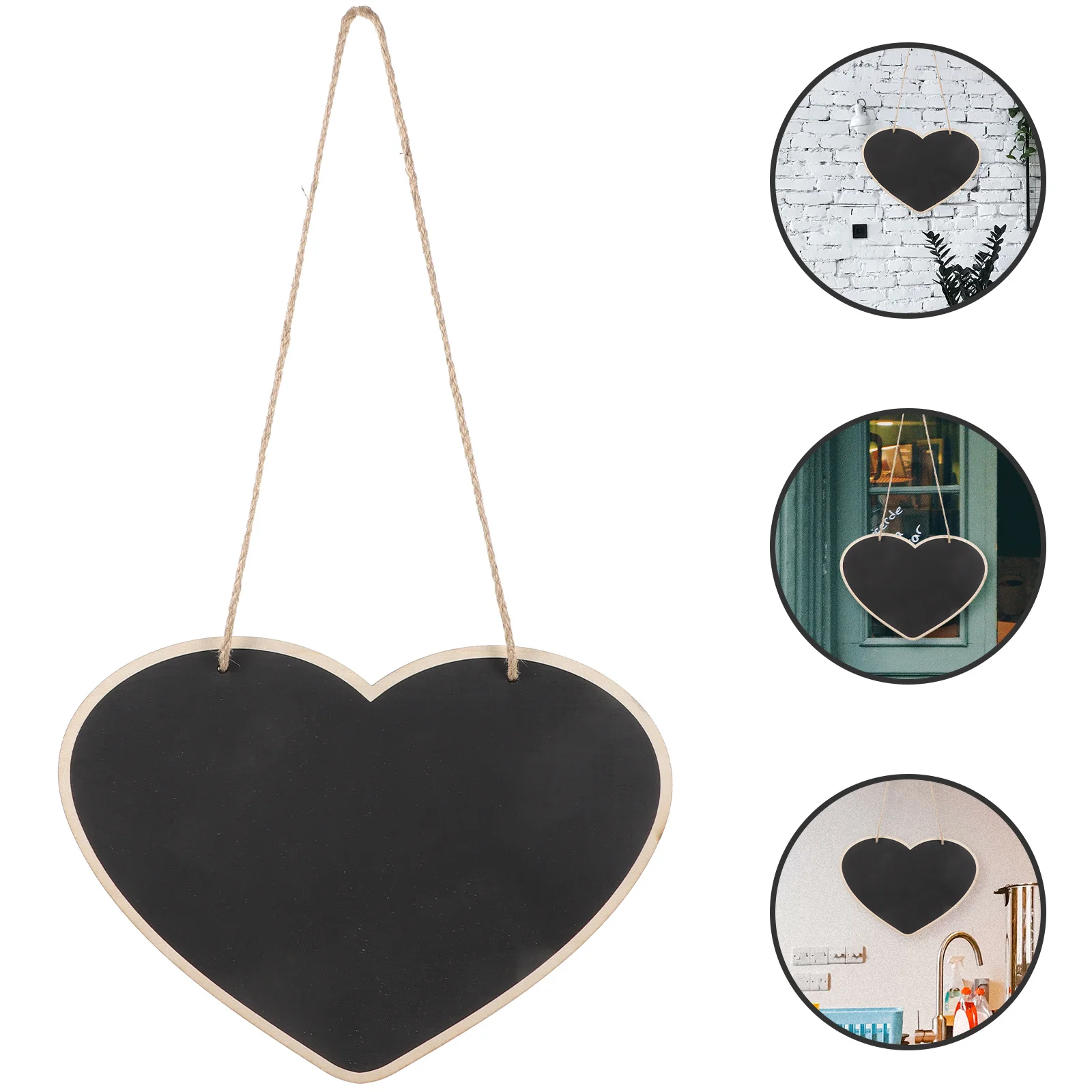 1 pcs Heart Shaped Black Chalkboard Wooden Hanging Message Board For Home Office Wedding Party Decor Memo Board Notice Sign