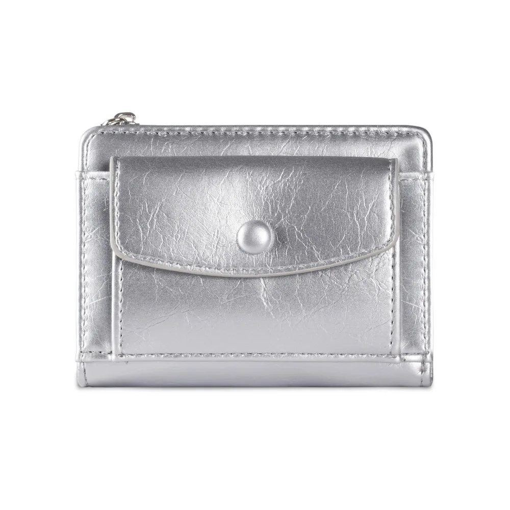 

Retro Elegant Women Short Wallet Ultra Thin Zipper PU Leather Card Holder Short Clutch Multi-function Purse Travel