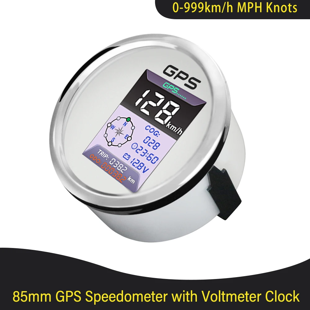 

Waterproof Marine Car 85mm 3 In 1 Multifunctional Gauge GPS Speedometer with Clock Voltmeter and Alarm 9-32V