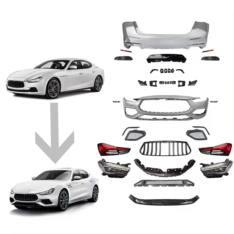 

Body Kit For Maserati Ghibli Body Kit Front Bumper Grilles Lip Set With PU Carbon Fiber refit GTS style