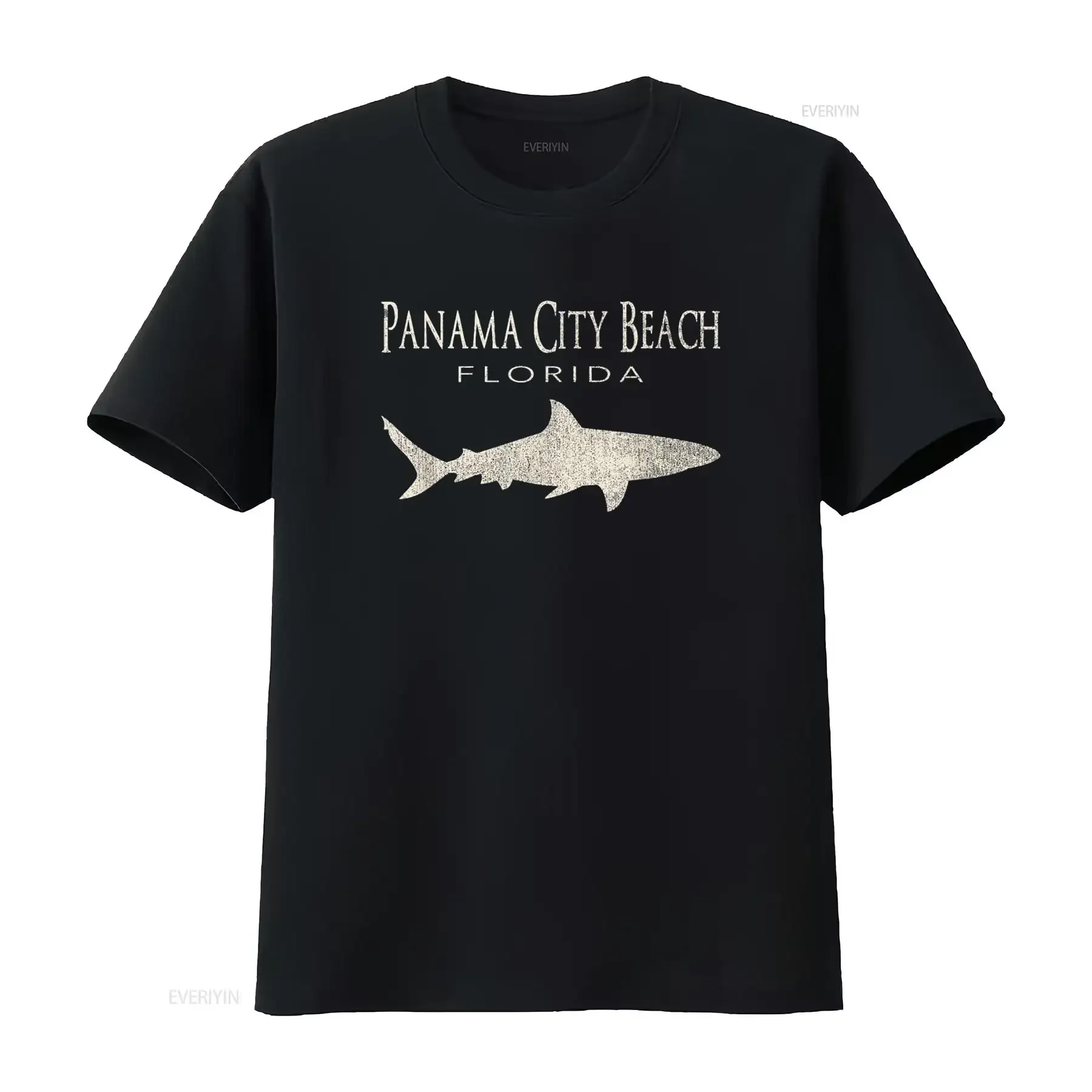 Retro Panama City Beach FL Shark T Shirt vintage Washed Breathable Stylish Stretched fashion Top For Everyday Wear Casual