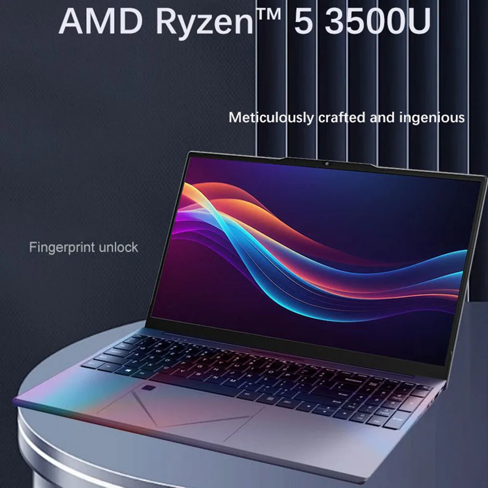 Tela IPS para laptop de 15,6 polegadas AMD Ryzen ™   5 3500U Gaming Laptop DDR4 MAX 32GB 2 * SSD Windows11 Notebook de impressão digital WiFi 5