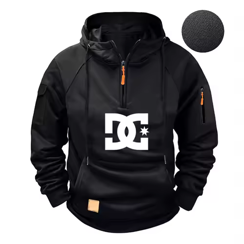 New men's fashion zippered pullover, long-sleeved sweatshirt, casual autumn sweatshirt, multi-pocket spring and autumn style - Image 4