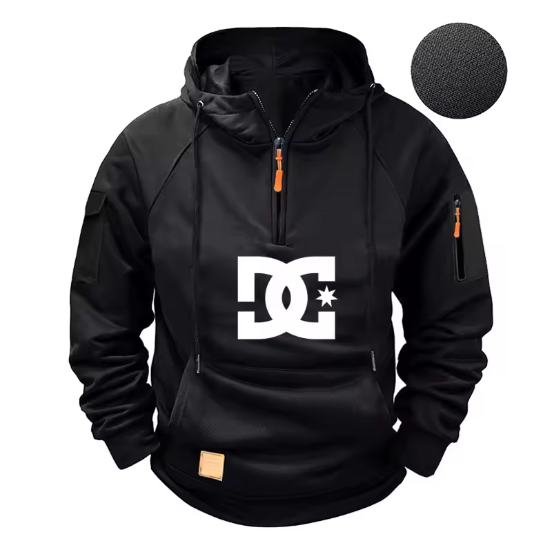 New men's fashion zippered pullover, long-sleeved sweatshirt, casual autumn sweatshirt, multi-pocket spring and autumn style - Image 4