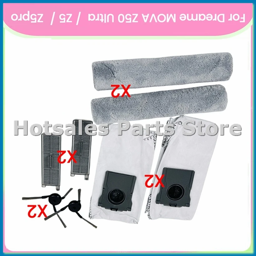 

8PCS Replacement Spare Parts for Z5 / Z5 Pro / Z50 Ultra Vacuum Parts Side Brush Filter Dust Bag Tracked Mop Cloth-A57M