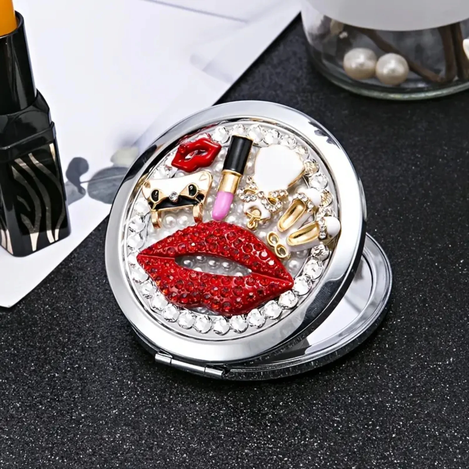 1Pc Compact Mirror Portable Travel Makeup Mirror Double-Sided Folding Mirror for Purse Handbag - Girls Cosmetics Mirror