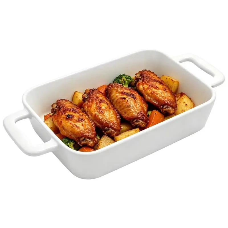 Ex-factory price white ceramic baking pan set, kitchen rectangular food baking pan, baking pan set is used for the production