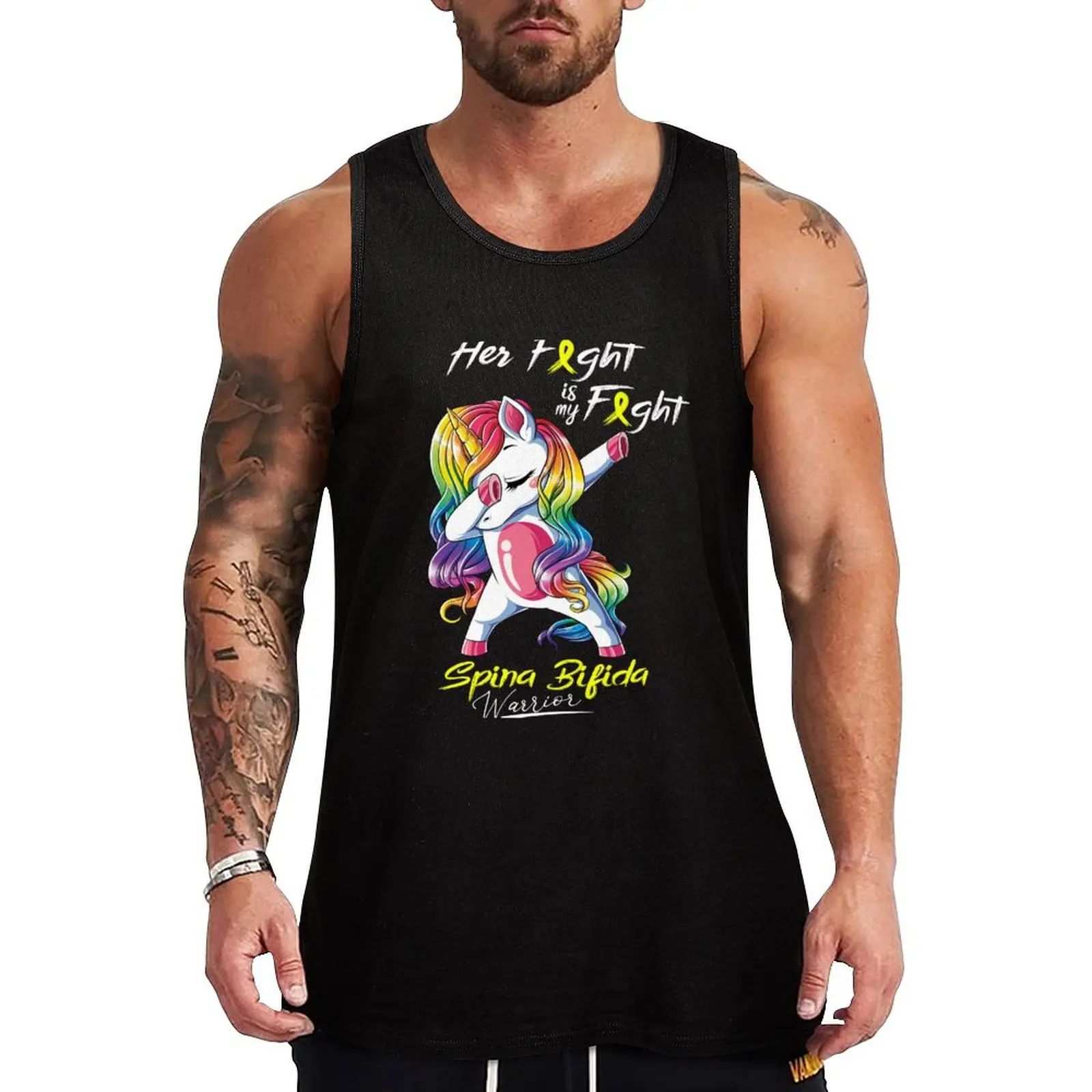Her Fight is My Fight Spina Bifida Warrior Майка без рукавов мужская спортивная одежда мужская Мужская футболка для фитнеса Her Fight is My Fight Spina Bifida Warrior Майка без рукавов мужская спортивная одежда мужская Мужская футболка для фитнеса