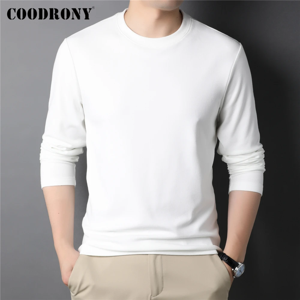 

COODRONY Pure Color O-Neck Long Sleeve T-Shirt Men Brand Clothing Autumn Winter Basic Style Casual Soft T Shirt Homme Tops Z5117