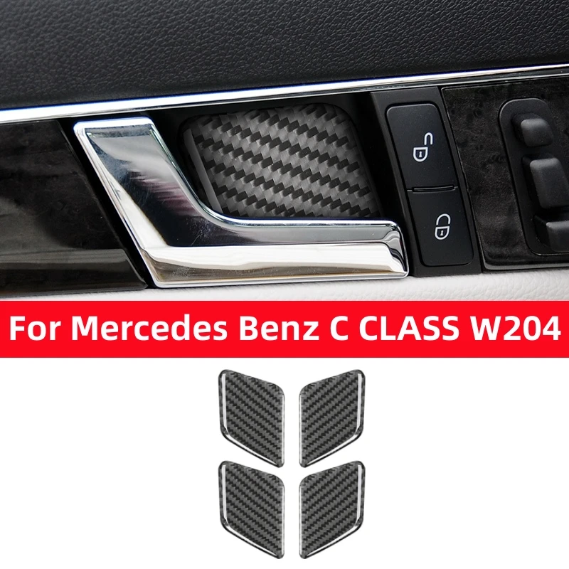 For Mercedes Benz C CLASS W204 2007-2014 Car Interior Handle Door Bowl Trim Cover Carbon Fibre Sticker Car Interior Accessories