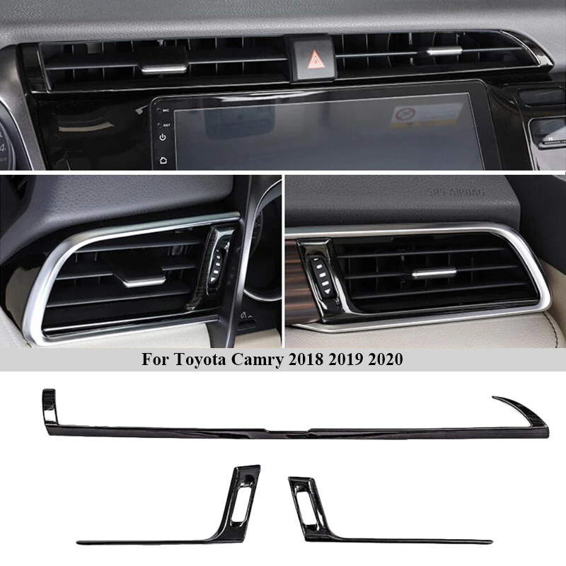 For Toyota Camry 70 XV70 2018 2019 2020 Drawing titanium Black Accessories Interior Stainless steel Decoration Cover Trim