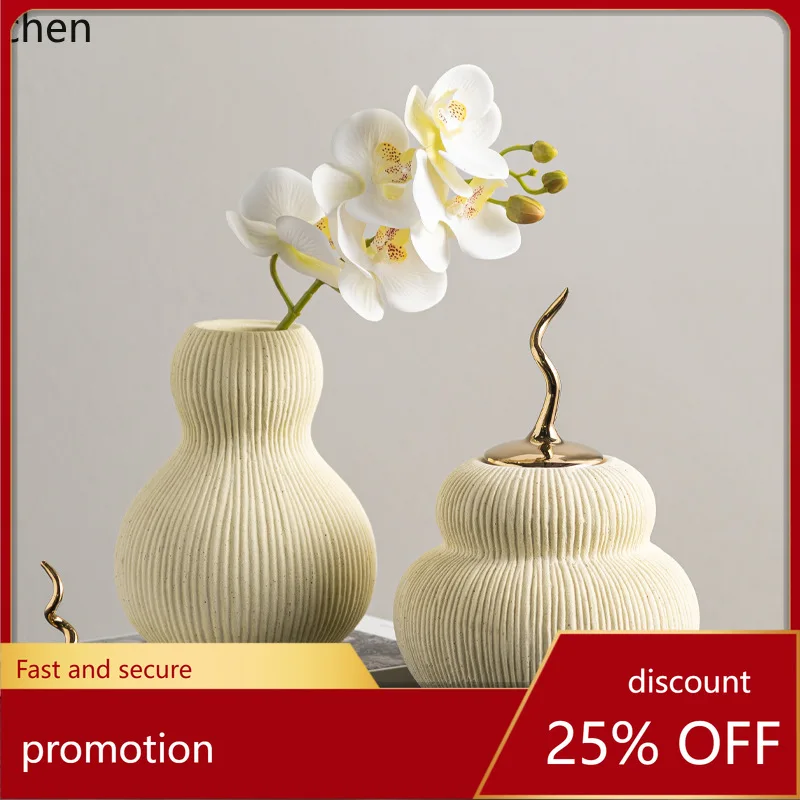 

HXL Large Belly Vase Ornament Ceramic Flower Arranger Entrance Soft Decoration