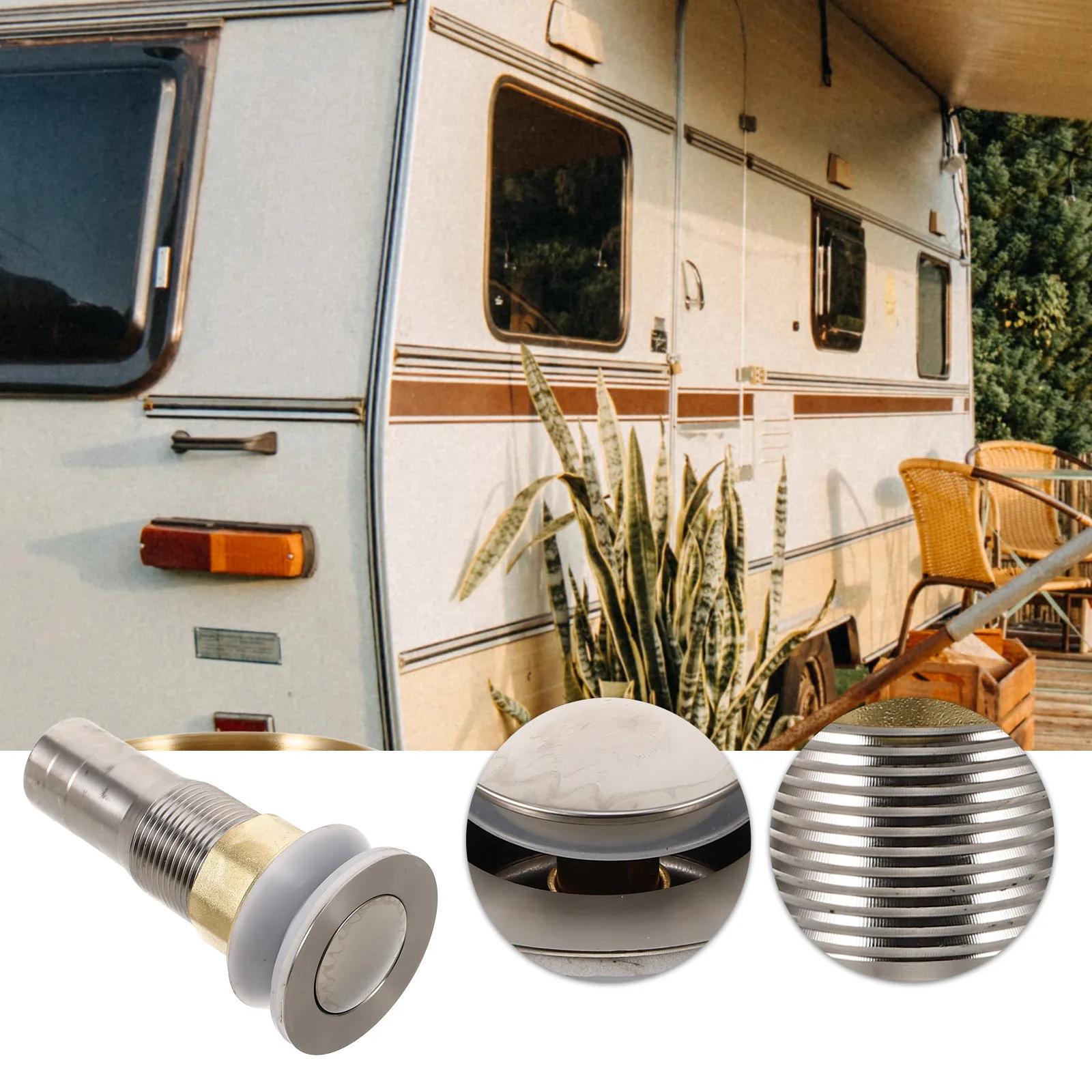 

Rv Floor Drain Stainless Steel Strainer Stopper Compact Rust Resistant for Bathroom Shower Replacement Part Rv Sewer Drain