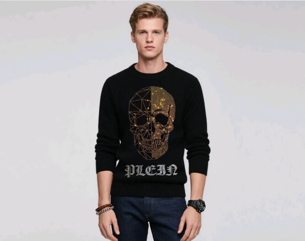 

Brand Men Sweaters Sparkly Rhinestone-Detailed Designer Men Sweaters Comfortable for All-Day Wear