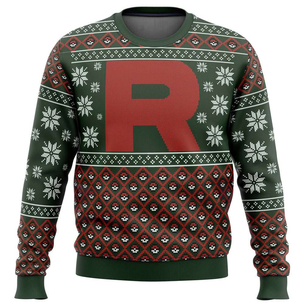 

2025 Ugly Sweater Christmas Team Pocket Monsters Anime Round Neck Hoodie Men's Hip Hop Printed Street Casual Cartoon Sportswear
