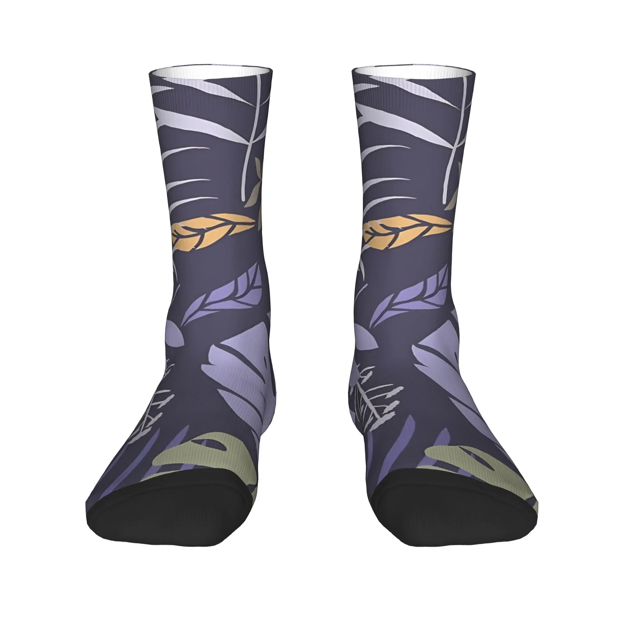 Tropical Leaf Floral  Purple And Light Green Pastel Colors Tones Pillow  Socks  Anti Skid Stockings Women Men Socks Winter Socks