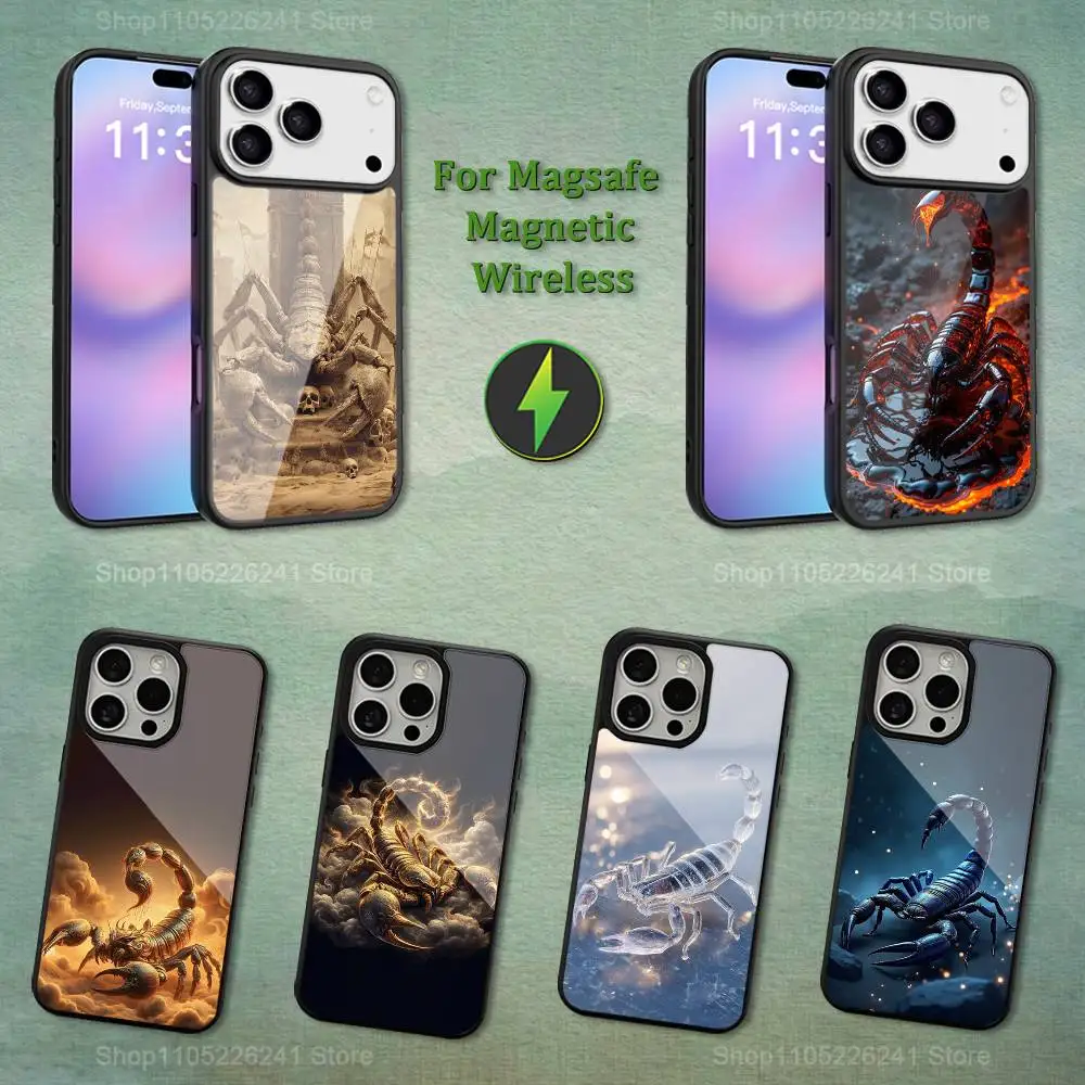 

Cool Scorpion Art Phone For iPhone 17,14,11,15,16,13,12,Pro,Max,For Magsafe,Plus,Mini, Magnetic Wireless Charging Case