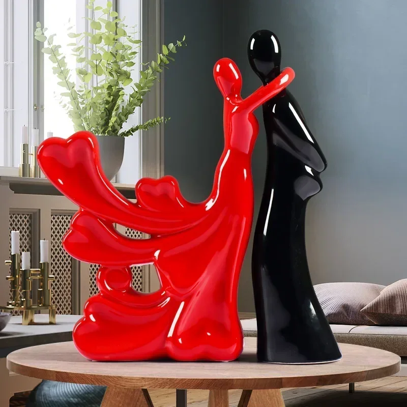 

Modern Creative Ceramic Soulful Hug Wedding Gifts Porcelain Dancing Lovers Couple Ornaments Home Furnishing Decoration Crafts