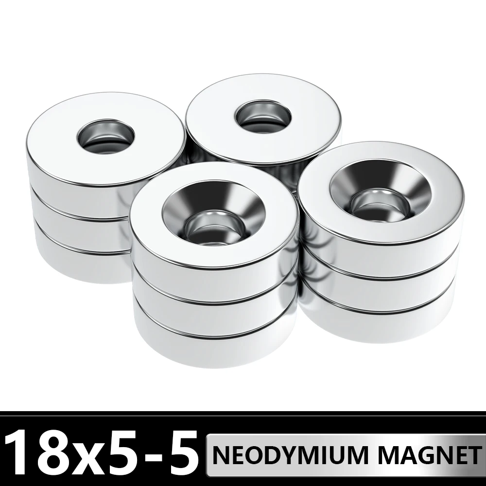 1~100Pcs Round Magnet With hole 18x5-5mm N35 NdFeB Super Powerful Neodymium Magnets Strong Permanent Magnetic imanes 18x5hole5