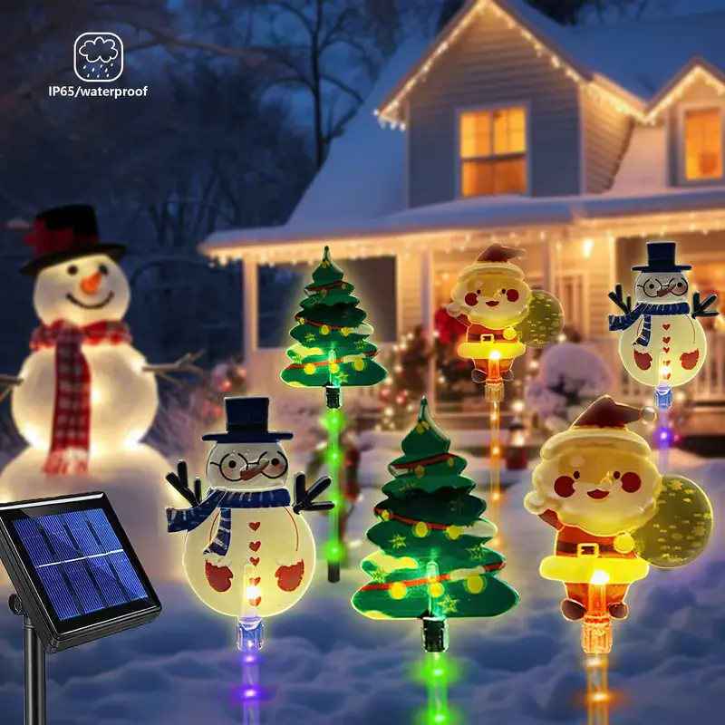 6 pçs solar caminho de natal luzes solar decoração de natal luzes led ao ar livre à prova dwaterproof água estaca luzes jardim passarela feriado 861