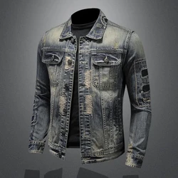 2026 winter denim jacket male Fashion Trench Coat Trend Jacket Men's Casual jackts men classic style denim Coat men full M-4XL