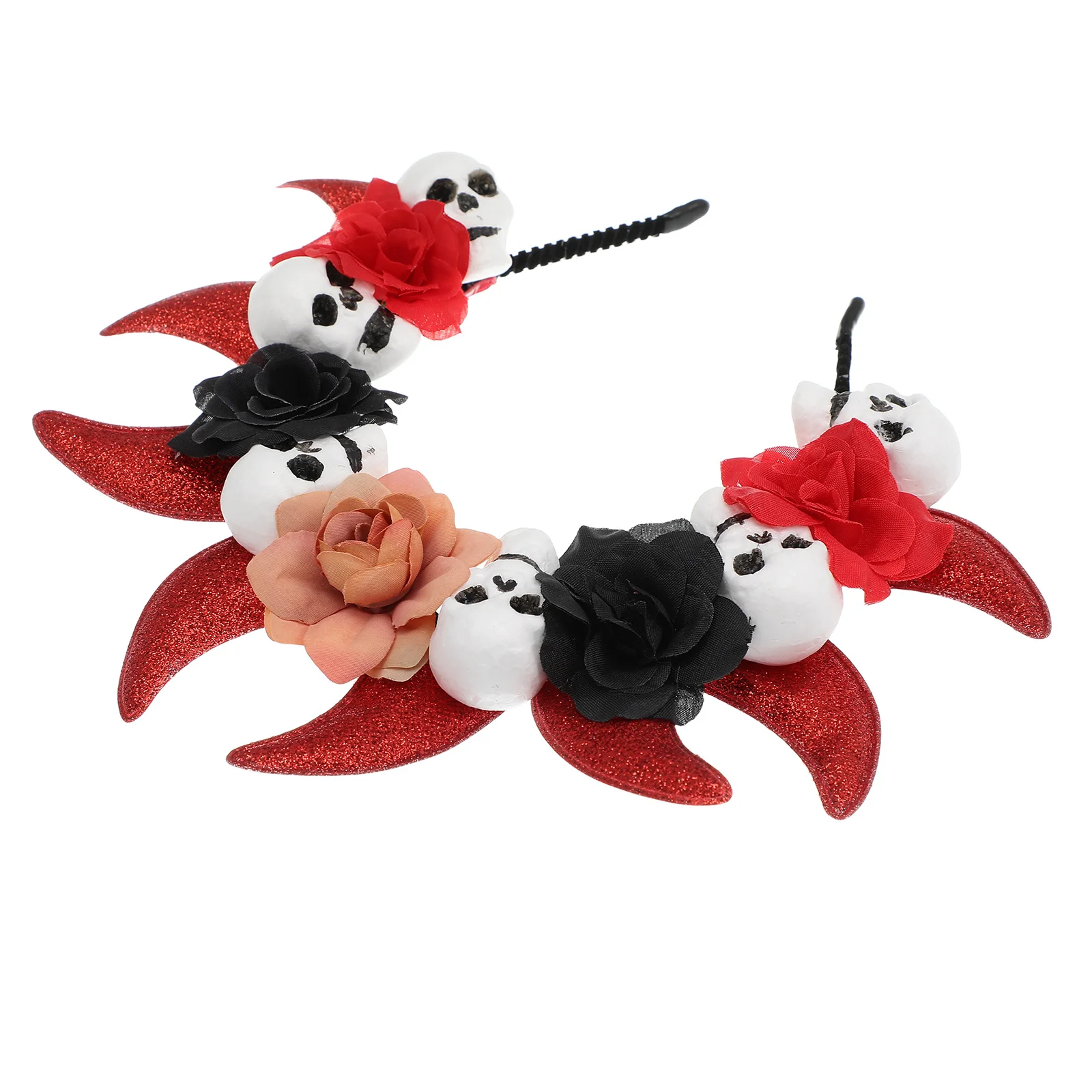 

Halloween Devil Horn Headband Skull Flowers Costume Party Hairband Elastic Fit Halloween Costume Accessories Horn Headpiece