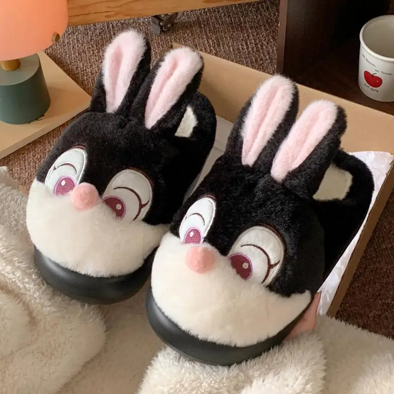 Liebliche Cartoon-Kaninchen-Fuchs-Winterhausschuhe für Damen, 2026, flauschige Pelz-Hausschuhe, bequeme Hausschuhe für zu Hause, niedliche Baumwollschuhe für Paare – Detail 11