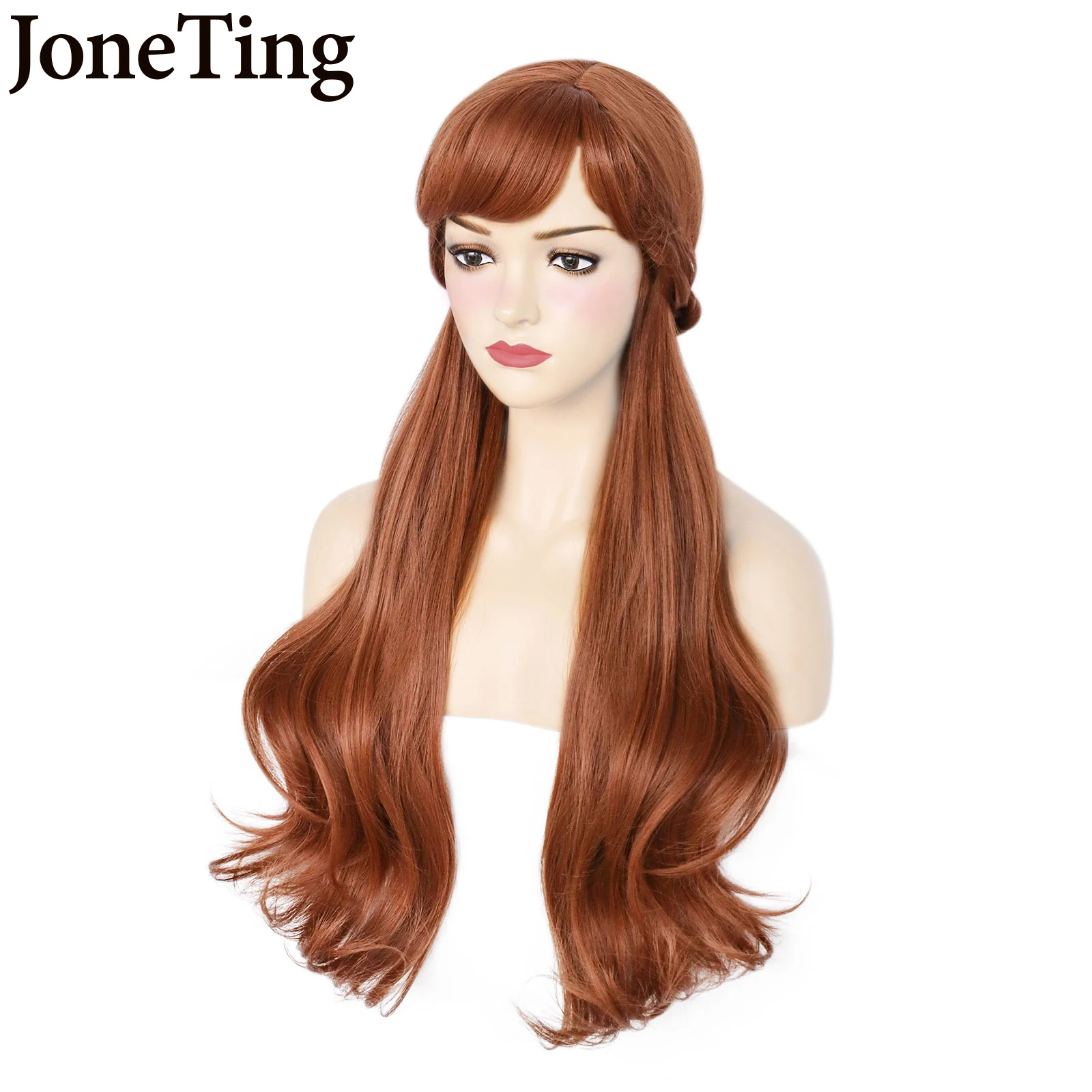 JT Synthetic Anna Cosplay Wigs the Fairy Princess Role Play Brown Body Wave Cosplay Wig Heat Resistant Fiber Hair Halloween