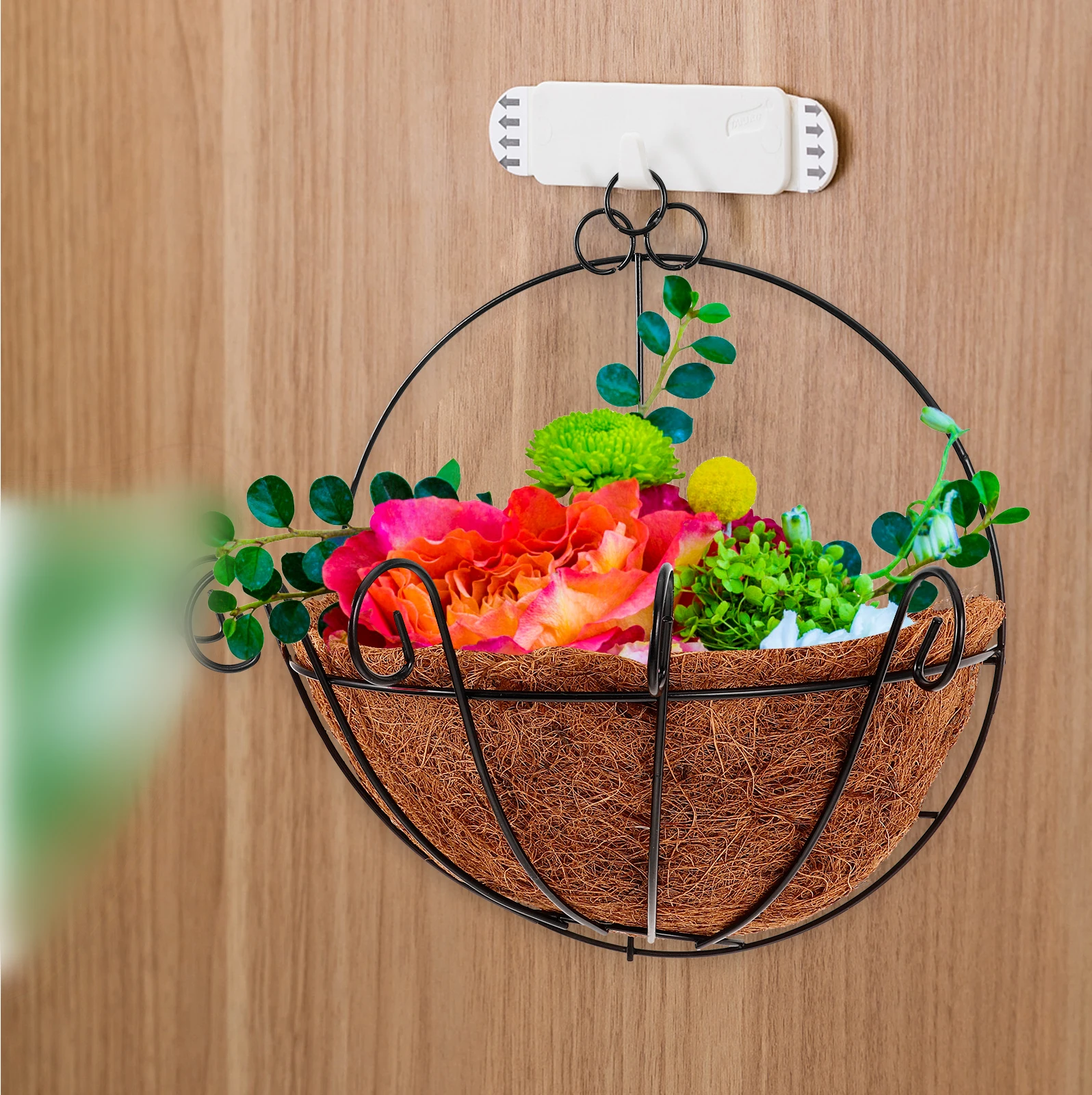 

Wall Hanging Flower Pot 10 Inch Durable Coconut Fiber Steel Wire Basket Plant Holder Balcony Decorative Planter Garden Supplies